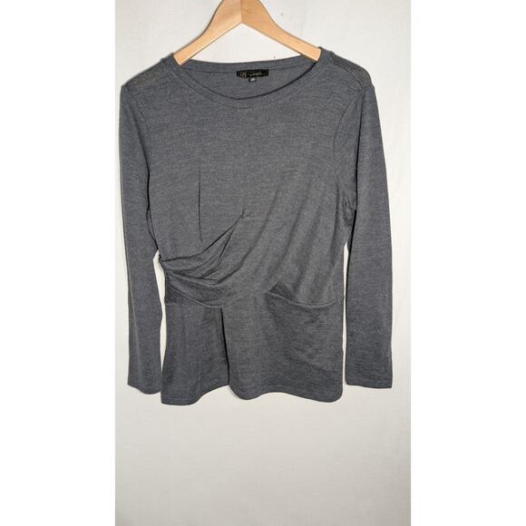 DG2 By Diane Gilman Womens Long Sleeve Gray Top Sz M Twist Front Detail - Picture 1 of 4
